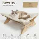 JSPYFITS Elevated Cat Bed Hammock, Raised Cat Bed with Dual-Sided Plush & Linen Cushion, Machine Washable & Breathable Cover Tool Free Easy Assembly, up to 66Lbs (White)