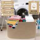 96L Large Blanket Basket,24"x16"x15"Rectangle Storage Bin with Handles,Woven Rope Laundry Basket for Toys, Clothes,Magazines,Home Organization,Nursery,Living Room & Bedroom,Jute