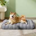 LE SURE Cute Orthopedic Dog Bed Medium Size Dog, Waterproof Chic Flat Pet Beds with Removable Washable Cover, Fuzzy Thick Egg Crate Foam Pet Mat for Indoor Use (30" x 20", Grey)