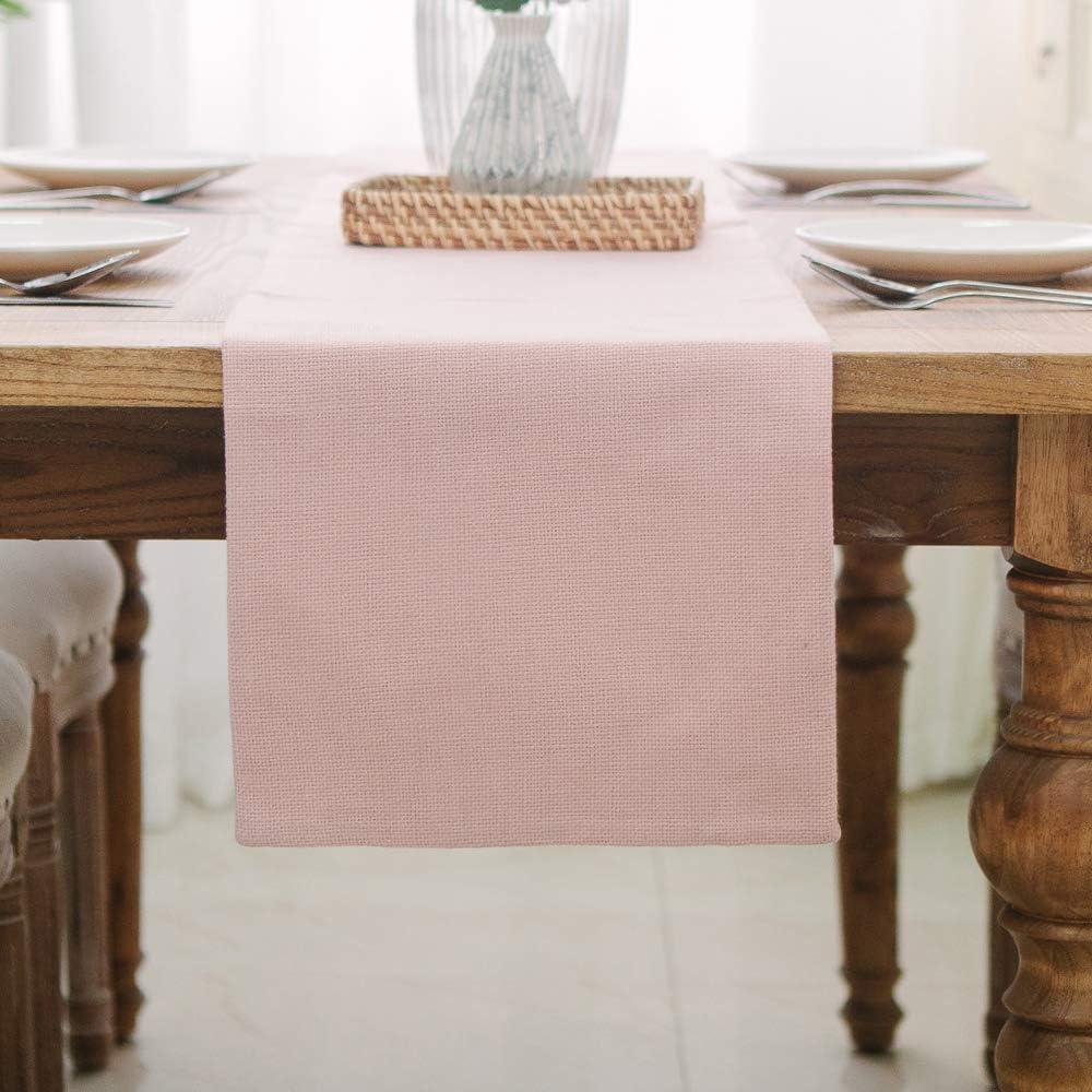 Soft Caddice Faux Linen Table Runner for Family Dinners or Gatherings, Indoor or Outdoor Parties, Everyday Use (12 x 72, Seats 4-6 People), Baby Pink