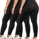 HLTPRO 3 Pack Plus Size Leggings for Women(X-Large - 4X)- High Waist Stretchy Soft Pants for Workout Running Yoga, 3XL