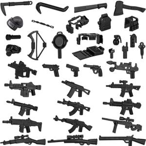38 Pcs WW2 Military Weapons Pack Soldier Style Weapon Accessories, Army Gun Sets Toys Compatible with Classic Building Blocks for Children Age 6 to 15 Years