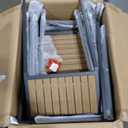 Pamapic 8-Piece Patio Dining SetOutdoor Aluminum Furniture Set with Plastic-Wood Table Top,Outdoor Furniture Set with 6 Outdoor Stackable Chairs for Patio Garden Poolside (Teak)