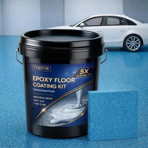 Epoxy Colored Sand Floor Paint, Epoxy Floor Paint For Concrete, Self Leveling High Gloss Marble Effect Coating, Waterproof, Non-Slip, Indoor And Outdoor, For Garage, Wareroom (Sky blue, 352.73 Fl Oz (Pack of 1))
