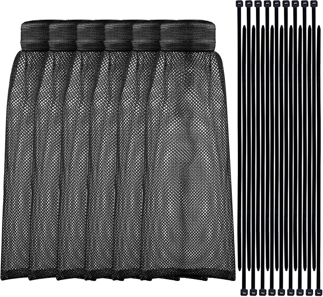 Shappy 24 Pieces Washing Machine Lint Traps and Cable Ties Set 6 Nylon Mesh Lint Trap for Discharge Hoses and 18 Cable Ties Fits Most Washing Machines(Black)