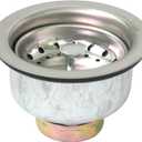 Highcraft 9737 Double Cup Kitchen Sink (3-1/2 Inch) Stainless Steel Drain Assembly with Strainer Basket and Rubber Stopper