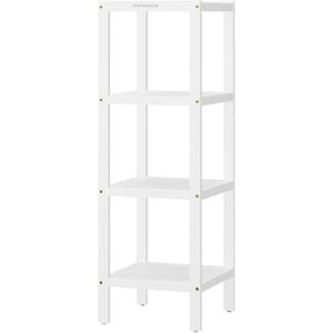 SONGMICS 4-Tier Bamboo Bathroom Shelf, Narrow Shelving Unit, Multifunctional Storage Rack, Corner Rack, for Kitchen, Living Room, Bedroom, Entryway, Bathroom, Cloud White UBCB054W01