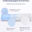  Touchutopia Neck Roll Pillow for Neck Pain Relief - Memory Foam Neck Support Pillow for Bed | Round Neck Pillow for Sleeping, 15.7 * 6 * 6nch (Cool-Blue)