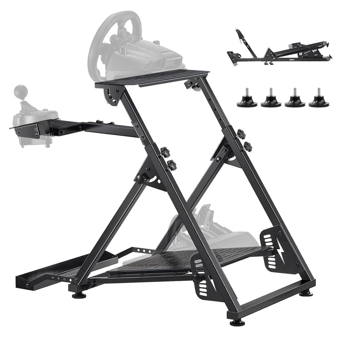 VEVOR Racing Wheel Stand, Adjustable & Foldable Simulator Stand for Logitech G923 G920 G29 G27, Thrustmaster T300RS TX F458 T500RS T3PA-PRO(F1/GT) Gaming Cockpit,Pedals Simulator NOT Included