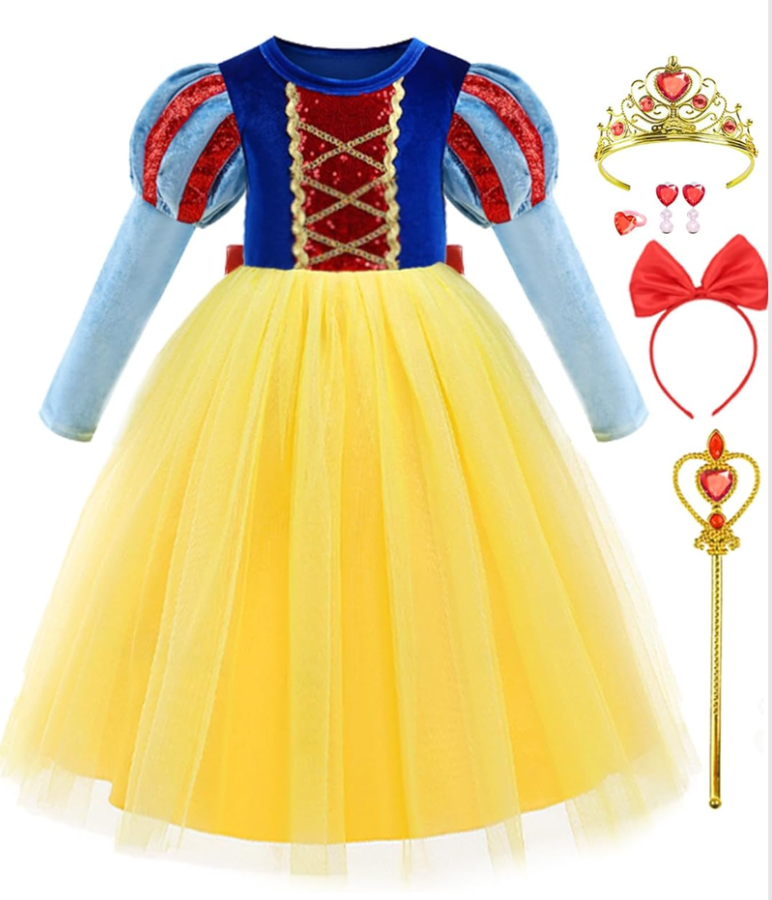 Princess Costume for Girls Dresses Toddler Kids Outfit for Halloween Birthday Party Cosplay with Accessories 2-3Y