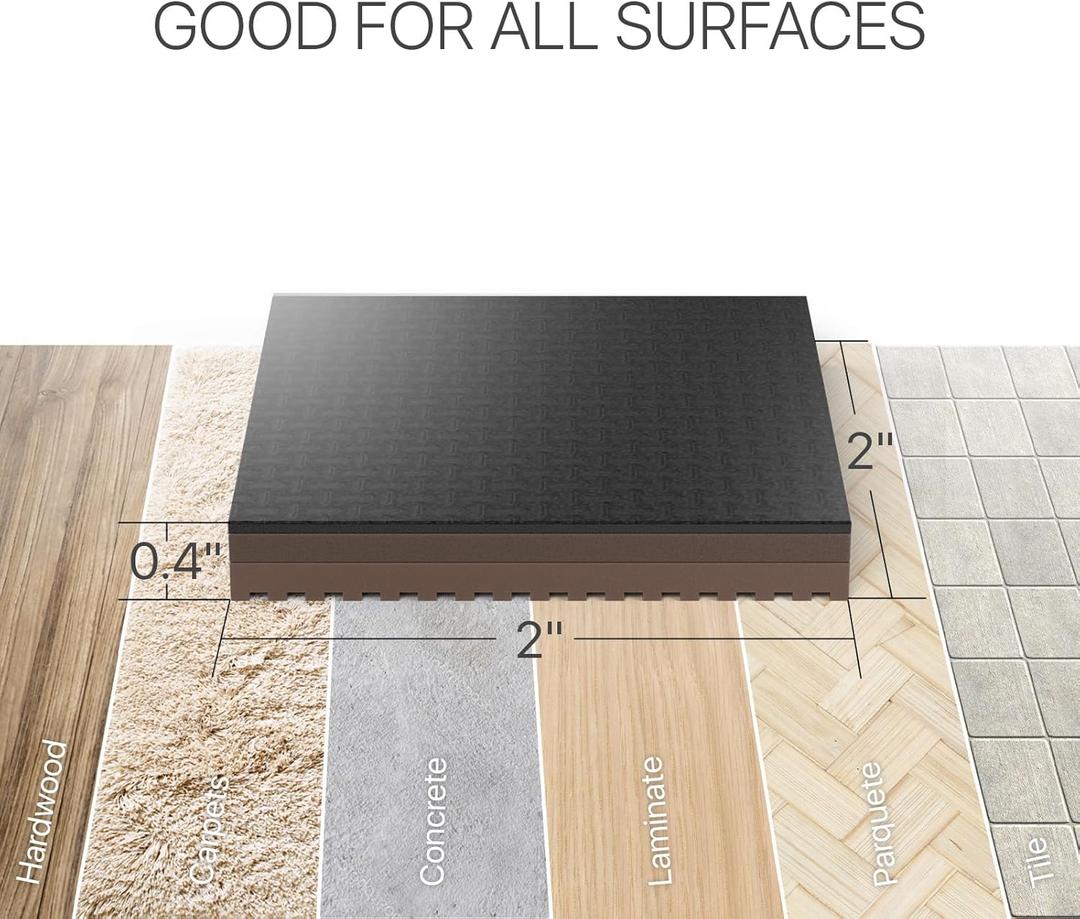 X-Protector Non Slip Furniture Pads - 16 PCS 2" Square Self-Adhesive Anti Skid Pads - Brown for Hardwood Floors - Unique Anti Vibration