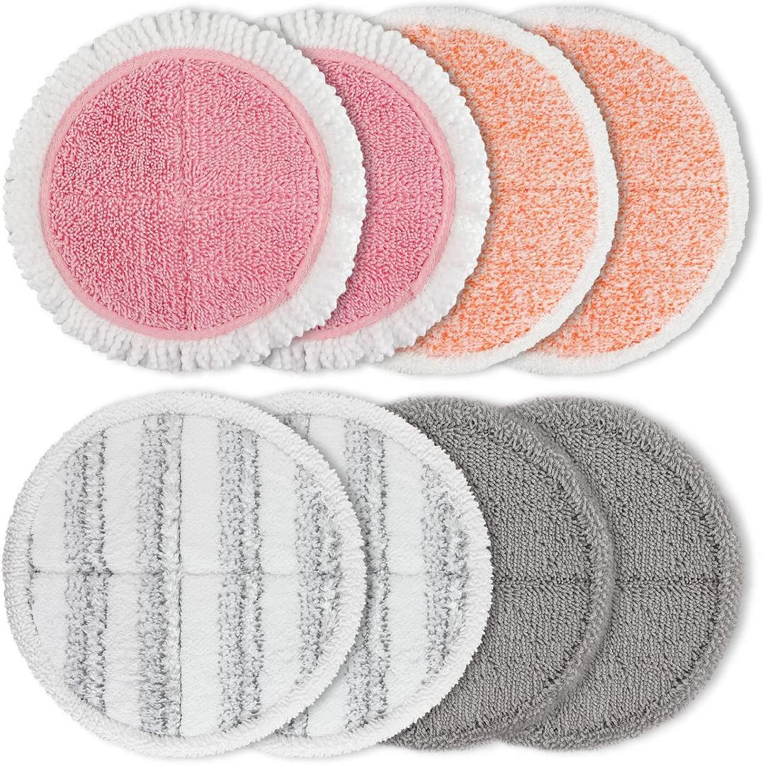 Spin Cordless Electric Mop Pads: 6.5/6.3/6 inch steam/electric mop Pads Replacement for alfabot/vmai/teko/eous/vm6/devoac/kactor/redkey/gobot mop - Round Velcro Scrubber Pads for floor cleaning 8 Pack