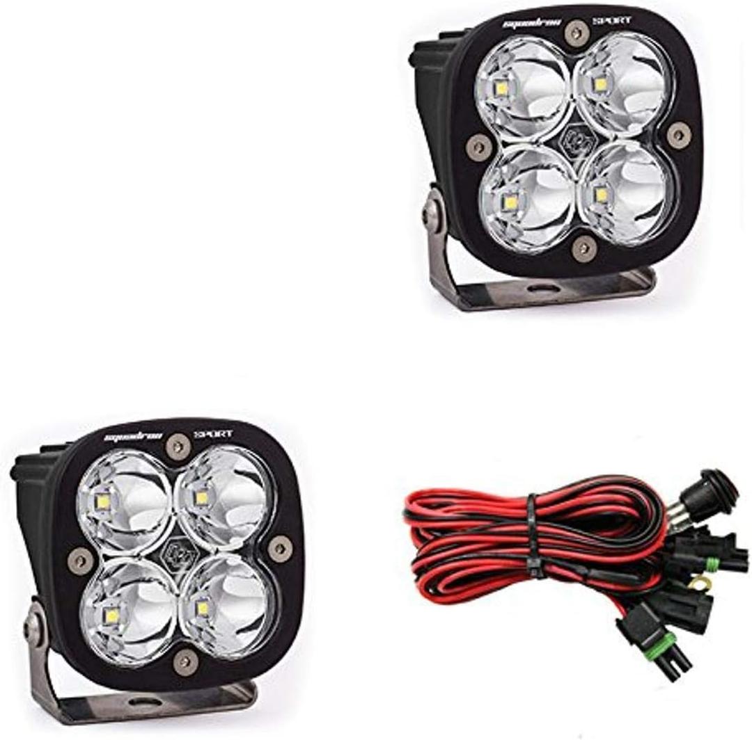 Baja Designs Squadron Sport LED Light Pods for Jeeps, Truck, Off Road, UTV - 2 PCS LED with Wiring Harness (Spot Beam; Clear)