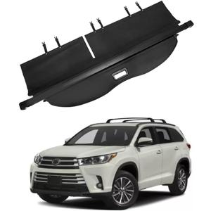 Retractable Cargo Cover Compatible with Toyota Highlander 2014 2015 2016 2017 2018 2019 Waterproof Security Shade Shield Tonneau Cover Luggage Privacy Screen with Extra Canvas Cover