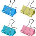 18 Pcs Extra Large Binder Clips 2 inch Length, Colorful Big Paper Clips for Office