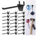 Unittype 100 Pack Plastic Pegboard Hooks 4 Inch Suitable for 1/4 and 1/8 Pegboard Pegboard Accessories for Garage, Office, Kitchen, Store (Black)