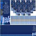 60 Set Dark Blue Memorial Funeral Favor for Guest Thank You Set - 60 Funeral Ballpoints and Prayer Cards, 100 Bags & Twist Ties, Sympathy Gift for a Memorial Service Ribbon Awareness
