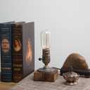 Vintage Table Lamp, Industrial Nightlight Steampunk Desk Lamp with E26 Antique Lamp Holder for Bedroom Living Room Home Art Display Cafe Bar Studio Antique Decor, Push Button(Without Bulb)