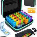 Monthly Pill Organizer 3 Times a Day, with Portable Hard Shell, Pill Cutter, 31-Day Box, Plastic Opening Pick, Monthly & Weekly Stickers, Convenient Medication Management (Black, 3 Times a Day)