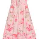GRACE KARIN Girls Floral Maxi Dress Square Neck Wide Straps Smocked Summer Spring Flowy Dress (10-12 Years, Light Pink Floral)