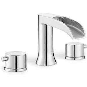 Waterfall Bathtub Faucet Set, Chrome Deck Mount Tub Faucet High Flow Brass Bath Tub Faucets 6-16 Inch 2 Handle Widespread Roman Tub Faucet 3.25 gal/Min Psi 60 1/2" Water Supply Line No Leaks