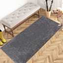 PURRUGS Dirt Trapping Door Mat 24" x 59", Non-Slip Machine Washable Entryway Rug, Dog Doormat, Indoor Front Door Mat, Super Absorbent Entry Rug for Muddy Shoes & Paws, Light Grey-Dark Grey