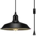 Plug in Pendant Light, Black Hanging Lights with Cord, On/Off Switch, Industrial Pendant Light with Plug in Cord, Metal Hanging Lamps for Kitchen, Dining Room