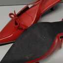 Coutgo Womens Bow Slingback Heels Low Kitten Heel Pumps Closed Pointed Toe Party Wedding Dress Shoes, Red, Size 8.5