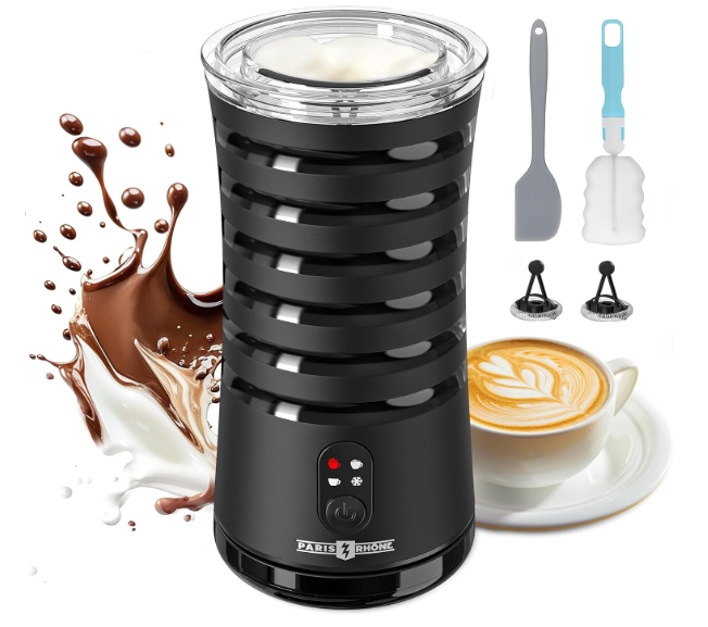Electric Milk Frother, Paris Rhône 4-in-1 Milk Steamer and Frother, Hot & Cold Foam Milk Warmer with Temperature Control, Auto Shut-Off Frothers for Coffee, Latte,Macchiato, Cappuccino