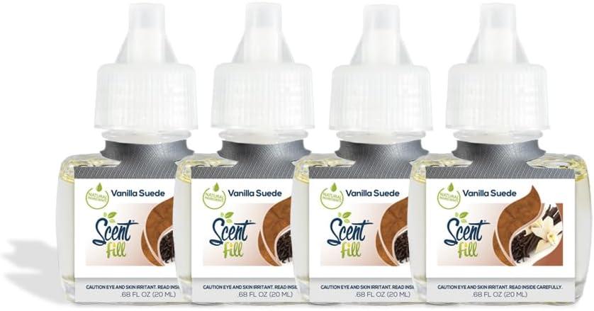 Scent Fill Vanilla Suede Plug in Air Freshener Refills, 4 Scented Oil Refills (0.68 Fl Oz (4 Refills))