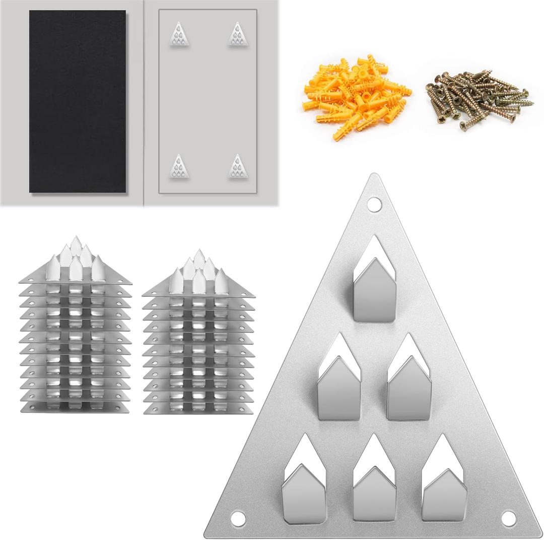36 Pack Surface Mount Impaler Acoustic Panel Mounting Hardware - 4.6" X 3.9" Triangle Push-On Impaler Mount with Screws, 6-Prong Angled Acoustic Insulation Impaling Clips for Soundproof Wall Panels