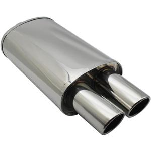 Tail Pipe Muffler Car Accessories Exhaust Systems Muffler Pipe M Drum Universal Stainless Burned Blue Silver Silencer Double Export 63MM 76MM Exhaust Tailpipe Muffler, 55.8x22x15cm