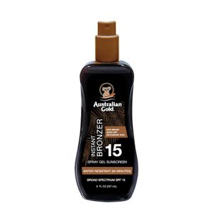 Australian Gold Spray Gel Sunscreen with Instant Bronzer SPF 15, 8 Ounce | Moisturize & Hydrate Skin | Broad Spectrum | Water Resistant | Non-Greasy SPF 15 8 Fl Oz (Pack of 1)
