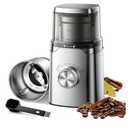 SHARDOR Electric Blade Coffee Grinder, Timed Grind Control Rotary Knob, All-stainless steel shell,Adjustable,for Coffee Beans, Spices & Herbs, with 1 Removable Stainless Steel Bowl,Sliver