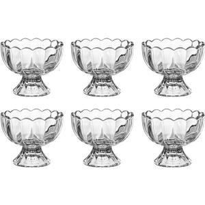 6 Pack Glass Dessert Bowls - 6 Oz Heavy Base Glass Ice Cream Cups Dessert Bowls for Dessert, Ice Cream, Cocktail, Condiment