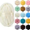 ERLYEEN Chenille Chunky Yarn Super Bulky Soft Thick Fluffy Jumbo Giant Washable Polyester Big Yarn DIY for Arm Knit Blanket Cushion Bed Sofa Home Decor, Milk White, 0.55LB