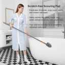 CLEANHOME Tile Tub Scrubber Brush with 3 Different Function Cleaning Heads and 56" Extendable Long Handle-No Scratch Shower Scrubber for Cleaning Bathroom Kitchen Toilet Wall,Bathtub,Sink,Grey