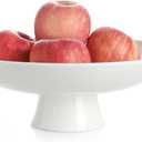 Kanwone Large Fruit Bowl for Kitchen Counter - Decorative Bowls for Home Dcor - Ceramic Fruit Bowl, Pedestal Bowl - Modern Key Bowl for Entryway Table - 11.5 Inches, White