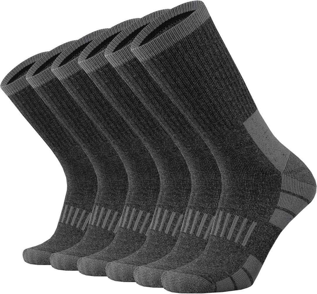 Men's Cotton Heavy Thick Full Cushion Crew Socks Moisture Wicking Control Thermal Winter Athletic Steel Toe Work Boot (10-13, Darkgray)