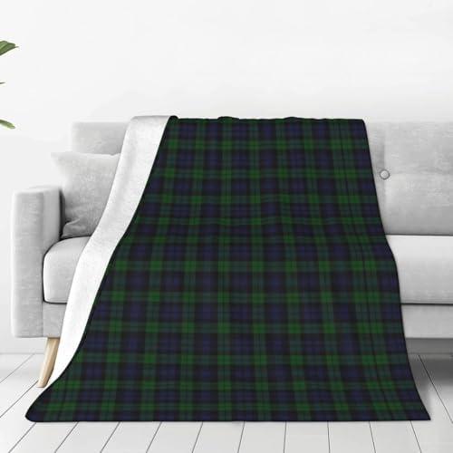 KOSUES Black Green Blue Watch Tartan Plaid Throw Blankets Soft Flannel Blanket All Season Warm Bed Blanket for Office Bed Living Room Bedroom Sofa Chair Couch Crib Travel Camping 140"×260"