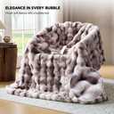 SMRISS Fluffy Faux Rabbit Fur Bubble Queen Blanket, Tie Dye Taupe, 90"x90"