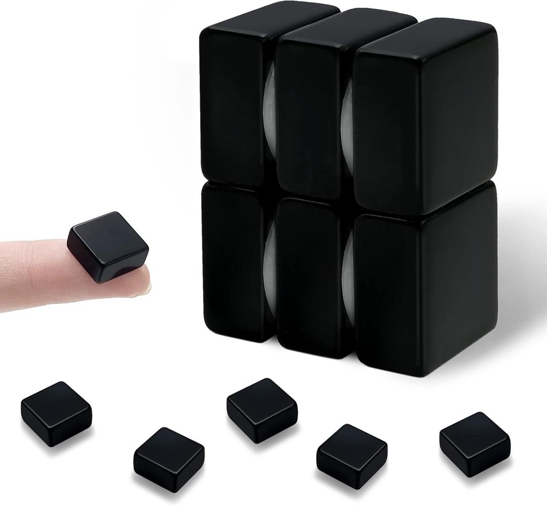 6 Pack Neodymium Square Magnets, Strong Permanent Rare Earth Magnet, Small Magnetic Square for Fridge, Whiteboard, DIY, Crafts and Office, 1/2 inch x 1/2 inch x 1/4 inch (Black)