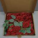 AmyHomie Artificial Flowers Dark Red Rose 25pcs Real Looking Fake Roses w/Stem for DIY Wedding Bouquets Centerpieces Arrangements Party Baby Shower Mothers Day Christmas Tree Decorations