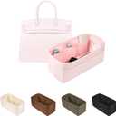 Purse Organizer Insert for Birkin 30, Lightweight & Soft Satin Organizer Insert with Pockets for Woman Bags, Ideal for Travel, Shopping, and Daily Use, Multicolor Options(Pink, BK30 Retourn)