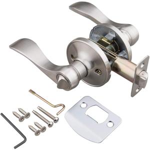 EZ-FLO 57855 Reversible Privacy Wave Lever Door Lockset, Satin Nickel