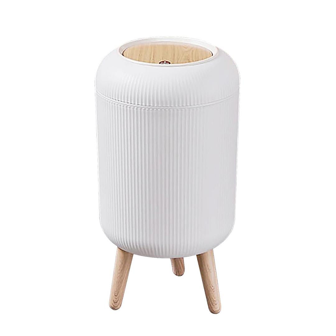 Trash Can With Lid for Bathroom, 2 Gallon/10 Liter Round Garbage Bin With Press Top, Plastic Modern Wastebasket With Soft Close, Container for Bedroom, Living Room, Office (White) Trash Can With Lid for Bathroom, 2 Gallon/10 Liter Round Garbage Bin With Press Top, Plastic Modern Wastebasket With Soft Close, Container for Bedroom, Living Room, Office (White)