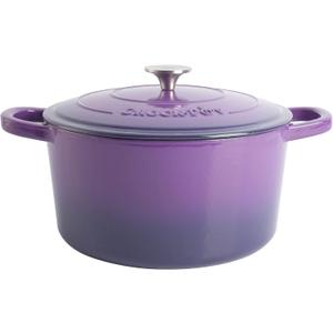Crock-Pot Artisan 7-Quart Round Enameled Cast Iron Dutch Oven  Lavender Purple, Durable Heavy-Duty Cookware for Slow Cooking, Baking, Roasting with Lid