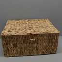 StorageWorks Extra Large Wicker Baskets with Lid for Organizing, Water Hyacinth Storage Baskets for Shelves, Decorative Box with Built-in Handles, Natural, 1 Pack