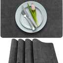 More Décor Faux Leather Placemats Set of 4 for Dining Table – Waterproof, Wipeable, Washable, Stain & Heat Resistant, Non-Slip Table Mats – 12 X 17 Inch, Dark Grey