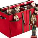 2 x ZOBER Nutcracker Storage Containers - Ornament Christmas Figurine Storage Box - Christmas Village Containers Fits Up to 8 15-Inch Figurines & Xmas Decorations Accessories - Red